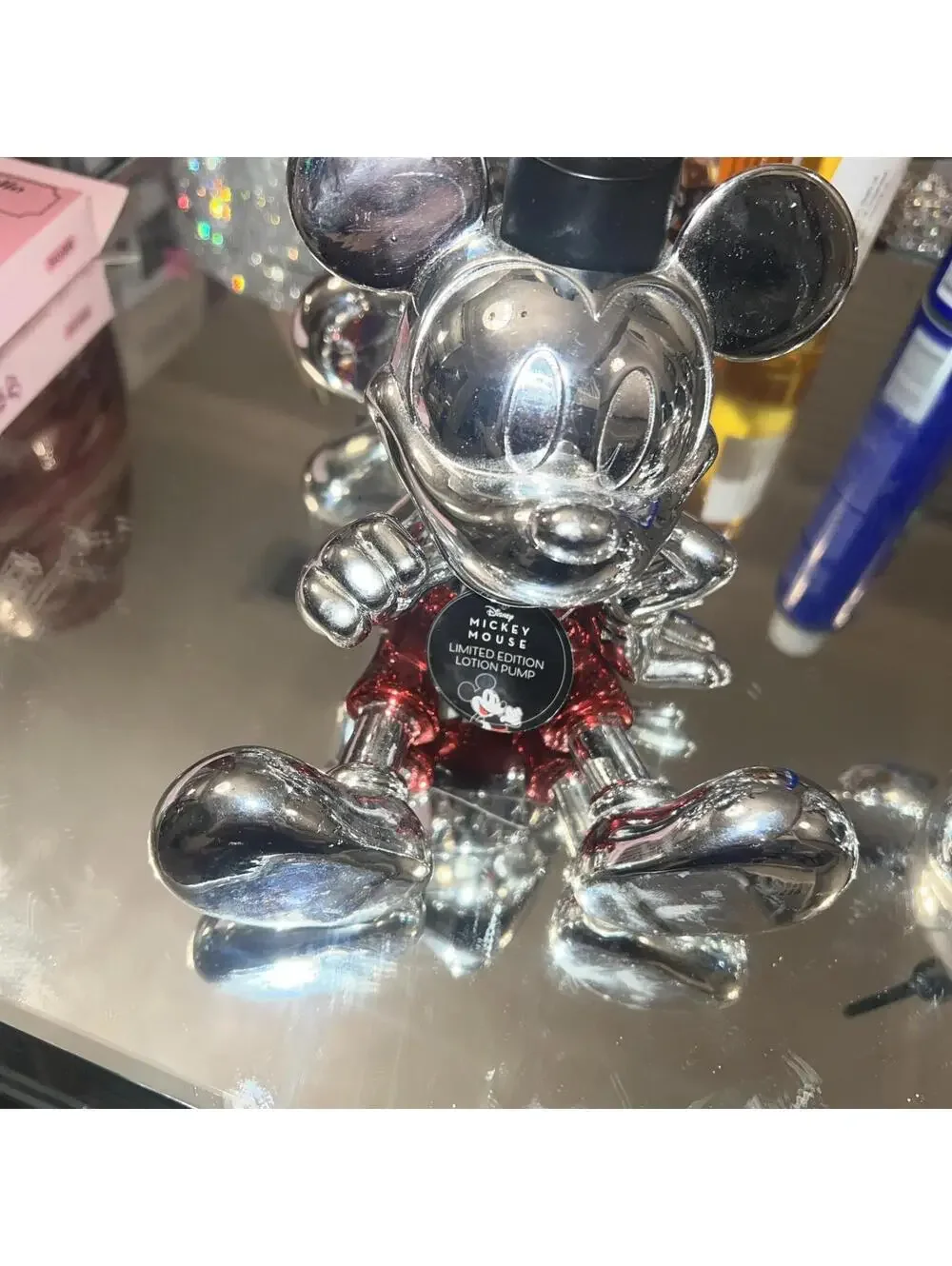 SILVER Metallic LIMITED Disney Mickey Mouse Soap Dispenser Lotion Pump New